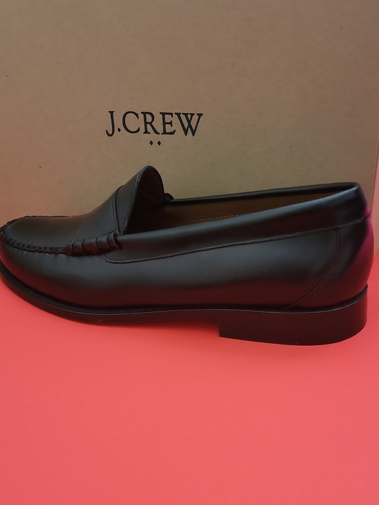 J. Crew Men Black Leather Penny Loafers